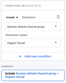 social media filter builder in google analytics